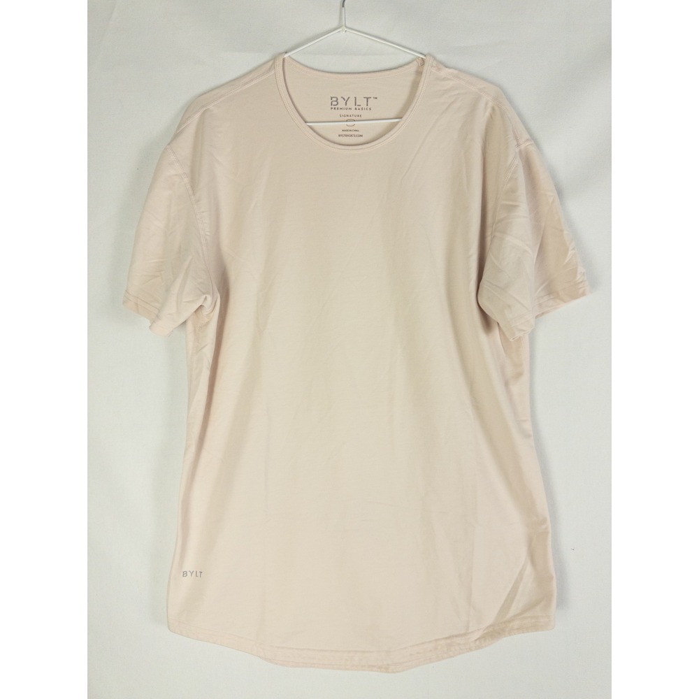 BYLT Premium Basics Signature Crewneck T-Shirt Mens L Sand Beige Minimalist Athl